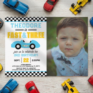 Invitation Voiture de course Fast & Three 3e Anniversaire Pho