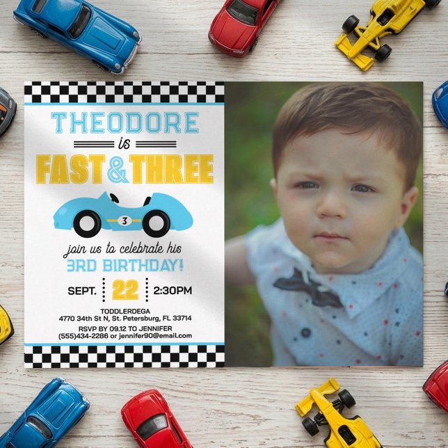 Invitation Voiture de course Fast & Three 3e Anniversaire Pho (Créateur téléchargé)