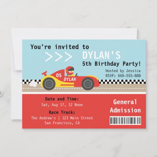 Invitation Voiture De Course Fete D Anniversaire Billet Zazzle Fr