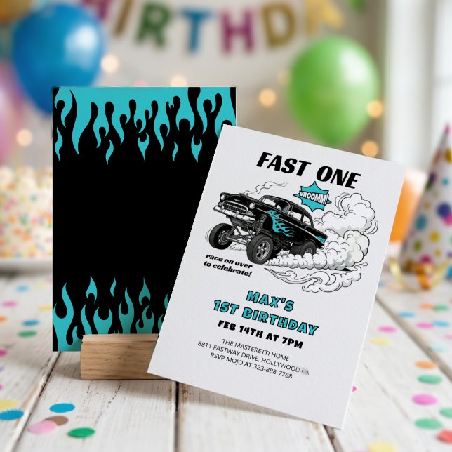 Invitation Voiture de course Gasser Fast One 1er anniversaire (Créateur téléchargé)