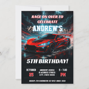 Invitation Voiture de course personnelle anniversaire de spor