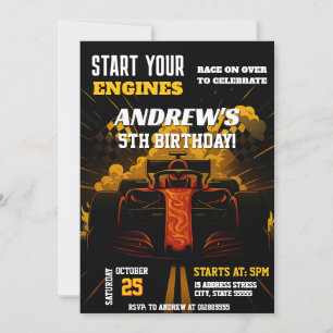 Invitation Voiture de course personnelle fête d'anniversaire 