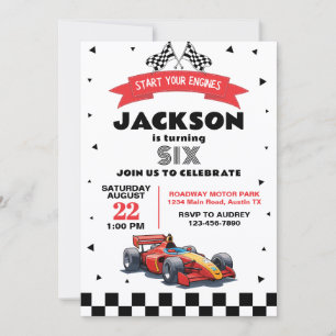 Invitation Voiture de course pour enfants Anniversaire tout â