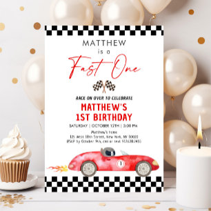 Invitation Voiture de course Premier anniversaire Fast One