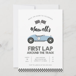 Invitation Voiture de course rétro Premier tour autour de la