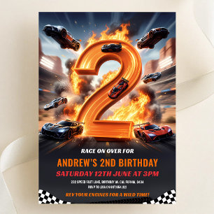 Invitation Voiture de course rouge 2e anniversaire