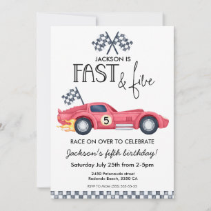 Invitation Voiture de course rouge flammes Fast & Five Fête d