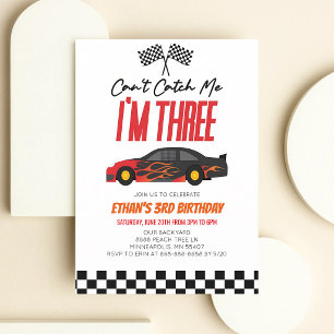 Invitation Voiture de course rouge ne peut pas m'attraper 3e