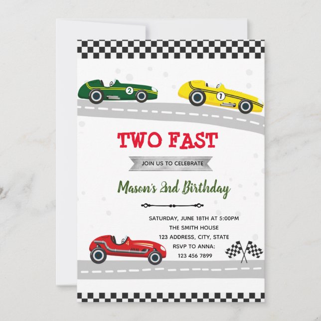 Invitation voiture de course vintage (Devant)