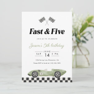 Invitation Voiture de course vintage Fast and Five 5ème anniv