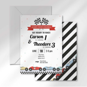 Invitation Voiture de course vintage frère Anniversaire Invit