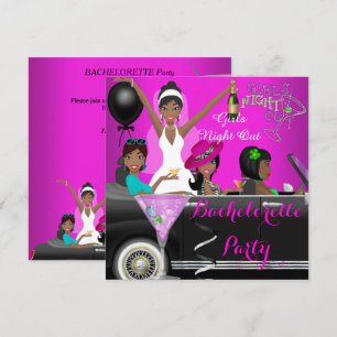 Invitation Voiture de Limousine Rose pour Fête de Fiançailles