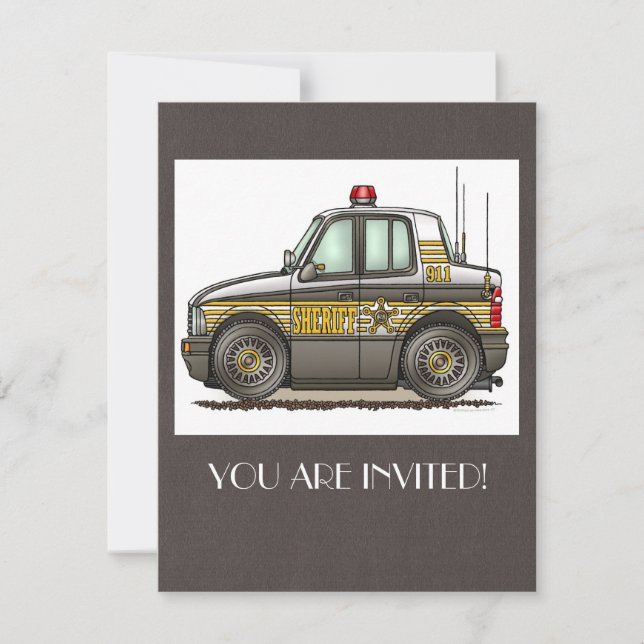 Invitation Voiture de patrouille de voiture de shérif (Devant)