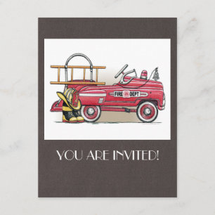 Invitation Voiture de pédale de camion de pompiers