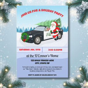 Invitation Voiture de police Joyeux Noël avec Santa Holiday