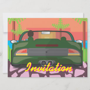 Invitation Voiture de sport d'arcade des années 80
