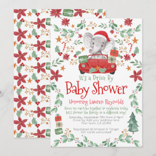 Invitation Voiture éléphante de Noël par Baby shower Invitati