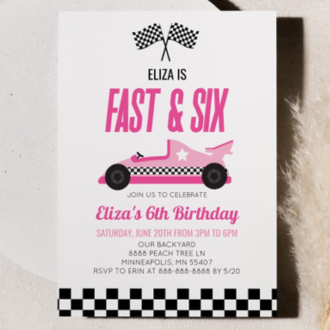 Invitation Voiture Fast & Six Pink Race 6e fête d'anniversair (Créateur téléchargé)