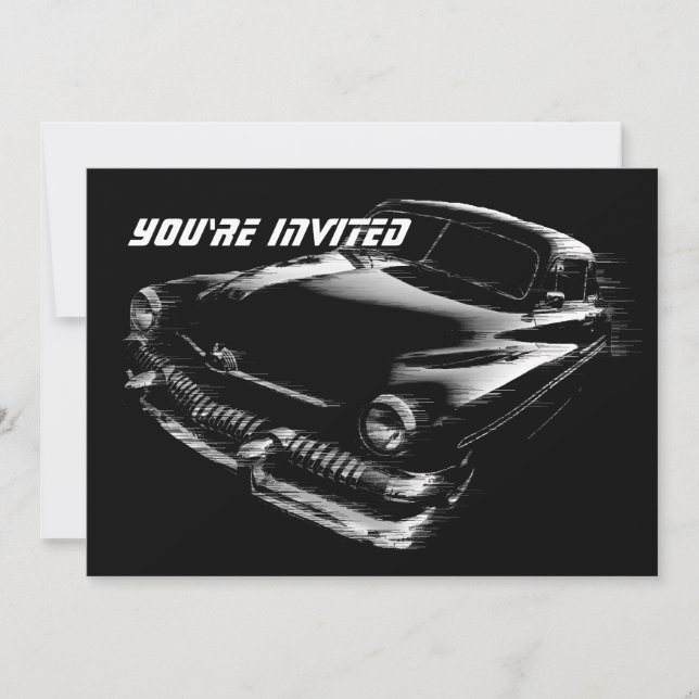 Invitation Voiture Flash Noir Anniversaire (Devant)