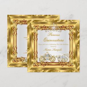 Invitation Voiture Magique Quinceanera Gold Diamond Horse