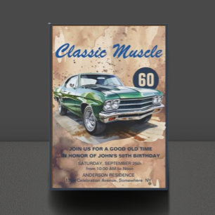 Invitation Voiture Muscle Classique Anniversaire
