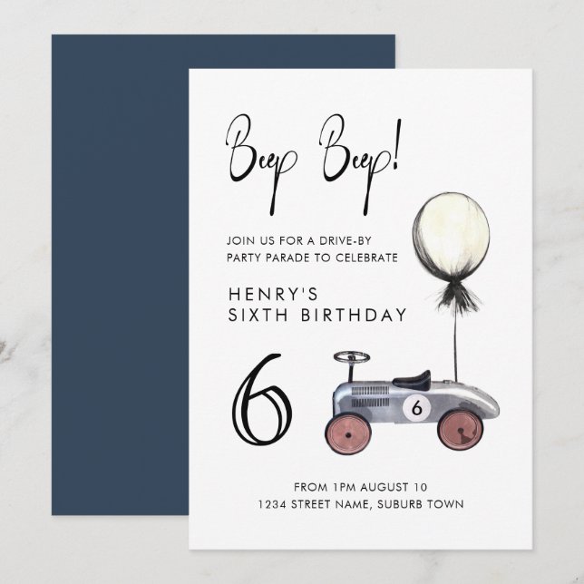 Invitation Voiture par n'importe quel âge Anniversaire Parade (Devant / Derrière)