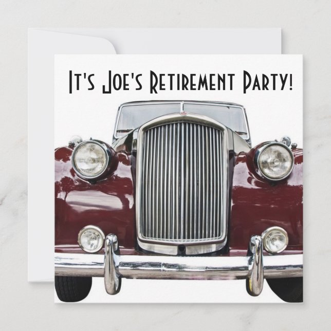 Invitation Voiture Rétro Classique de Mariage ou d'Anniversai (Devant)