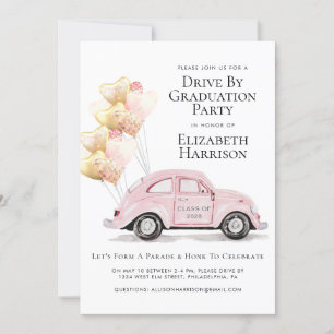 Invitation Voiture Rose Par Partie De Graduation