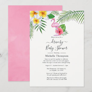 Invitation Voiture Tropicale Flamant rose Rose Par Douche