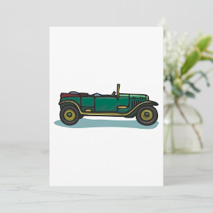 Invitation Voiture Verte Vintage Classic Vieux-Timer Automobi