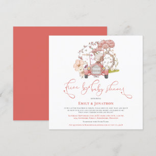 Invitation Voiture Vintage Cute Chat Coral Drive Par Baby sho