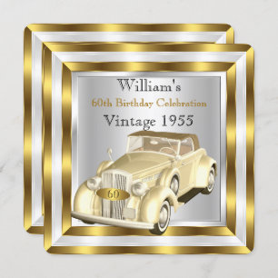 Invitation Voiture Vintage Hommes 60e fête d'anniversaire Gol