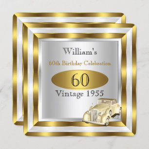 Invitation Voiture Vintage Hommes 60e fête d'anniversaire Gol