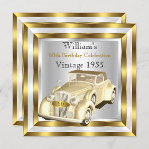 Invitation Voiture Vintage Hommes 60e fête d'anniversaire Gol
