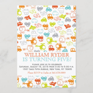 Invitation Voitures, avions et hélicoptères modernes Invitati