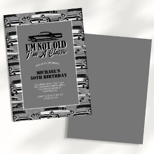 Invitation Voitures Classiques Anciennes Anniversaire Adulte