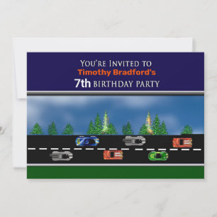 Invitation Voitures de course, Anniversaire, Insérer Nom et â