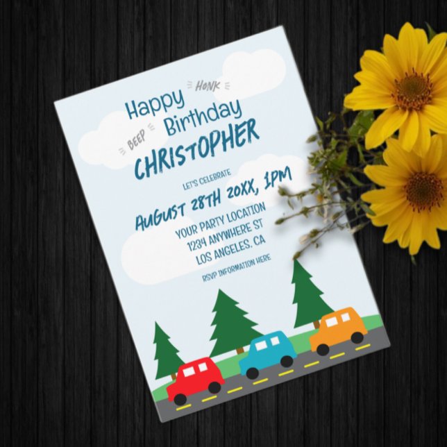 Invitation Voitures Enfants Garçon Anniversaire (Créateur téléchargé)