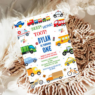 Invitation Voitures et Camions de Ville de Transport Annivers