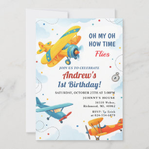 Invitation Vol personnel 1er anniversaire pour bébé enfant