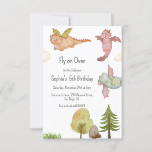 Invitation Vol sur Dinosaures Anniversaire