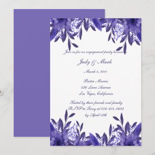Invitation Volage Floral bleu pourpre Partie d'engagement