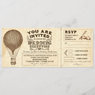 Invitation volée à air typographie vintage mariage réception