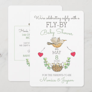 Invitation Voler Par Oiseau Nid Drive Par Baby shower