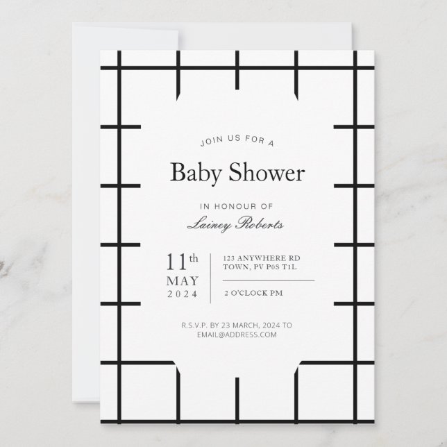 Invitation Volet simple monochrome noir blanc vitrage (Devant)