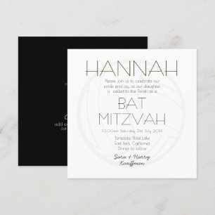Invitation Volley-ball BAT MITZVAH Black White Gold