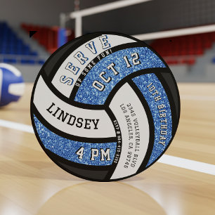 Invitation Volleyball Anniversaire Parties scintillant bleue