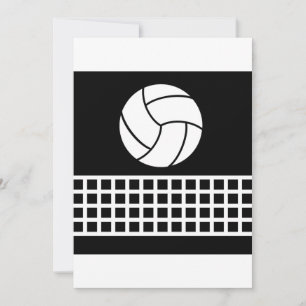 Invitation Volleyball et filet minimaliste noir et blanc