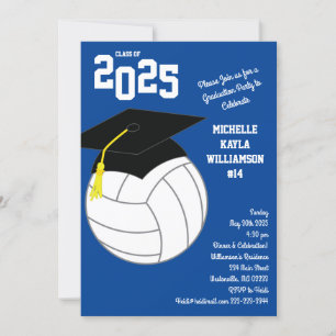 Invitation Volleyball Graduation Sports Blue