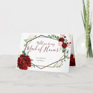 Invitation Volonté florale merlot géométrique vous soyez mes…